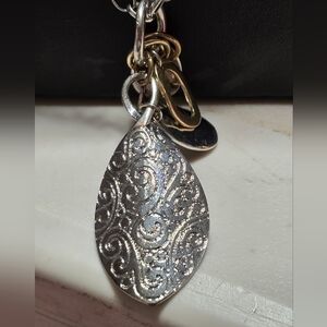 Extra Long Silver Tone Charmed Necklace